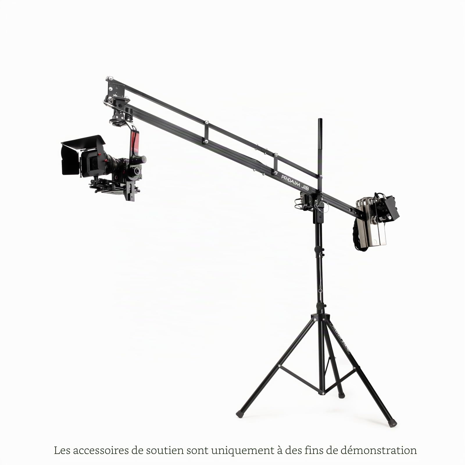PROAIM Grue Caméra 9 Pieds avec Trépied pour Tête Pan-Tilt/Fluide | Supporte jusqu'à 8 kg avec inclinaison auto/manuelle, support moniteur LCD, trépied robuste et sac de transport.
