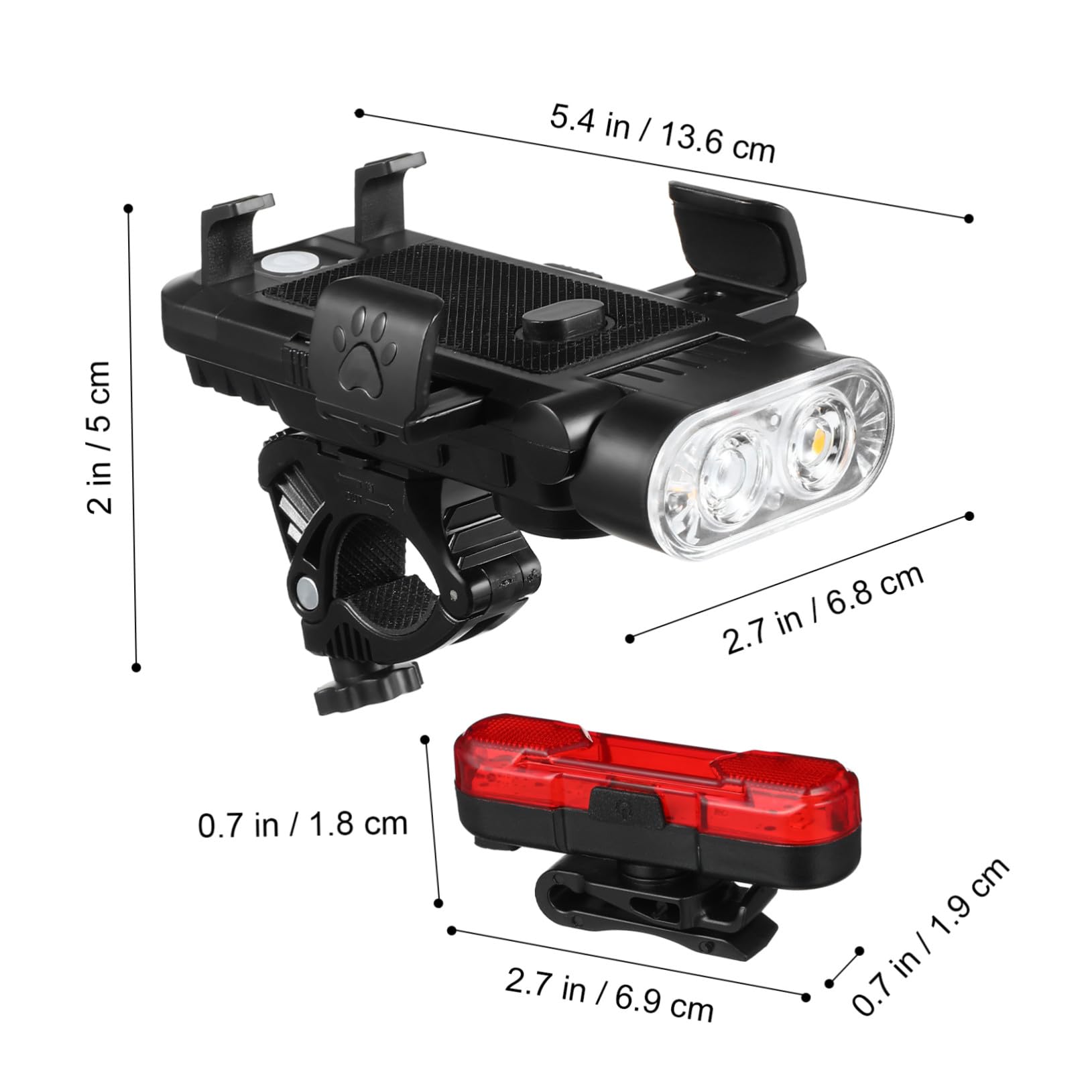 Gatuida Luci Bici Frontale e Posteriore Ricaricabili USB Set 4000 mAh