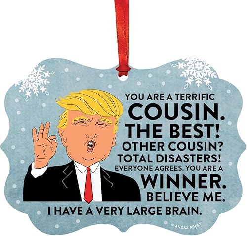 Miniatura 44 de Andaz Press Divertido presidente Donald Trump Fancy Frame Recuerdo Adorno de Navidad Regalo de mordaza, Perra fantástica, 1 paquete, ideas de regalo