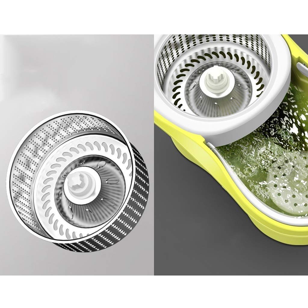 Mop - Sistema de cubo de fregona giratoria, cabezales de fregona de microfibra de longitud extendida ajustable con placa de fregona de acero inoxidable