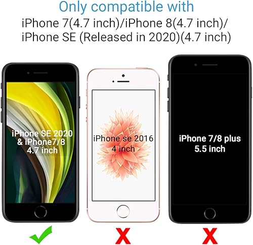 Miniatura 8 de ULAK Funda tipo cartera para iPhone 8, iPhone SE 2020, iPhone SE 3 Wallet 2022, iPhone 7, funda tipo cartera con tapa para iPhone 7, 8, iPhone SE 2