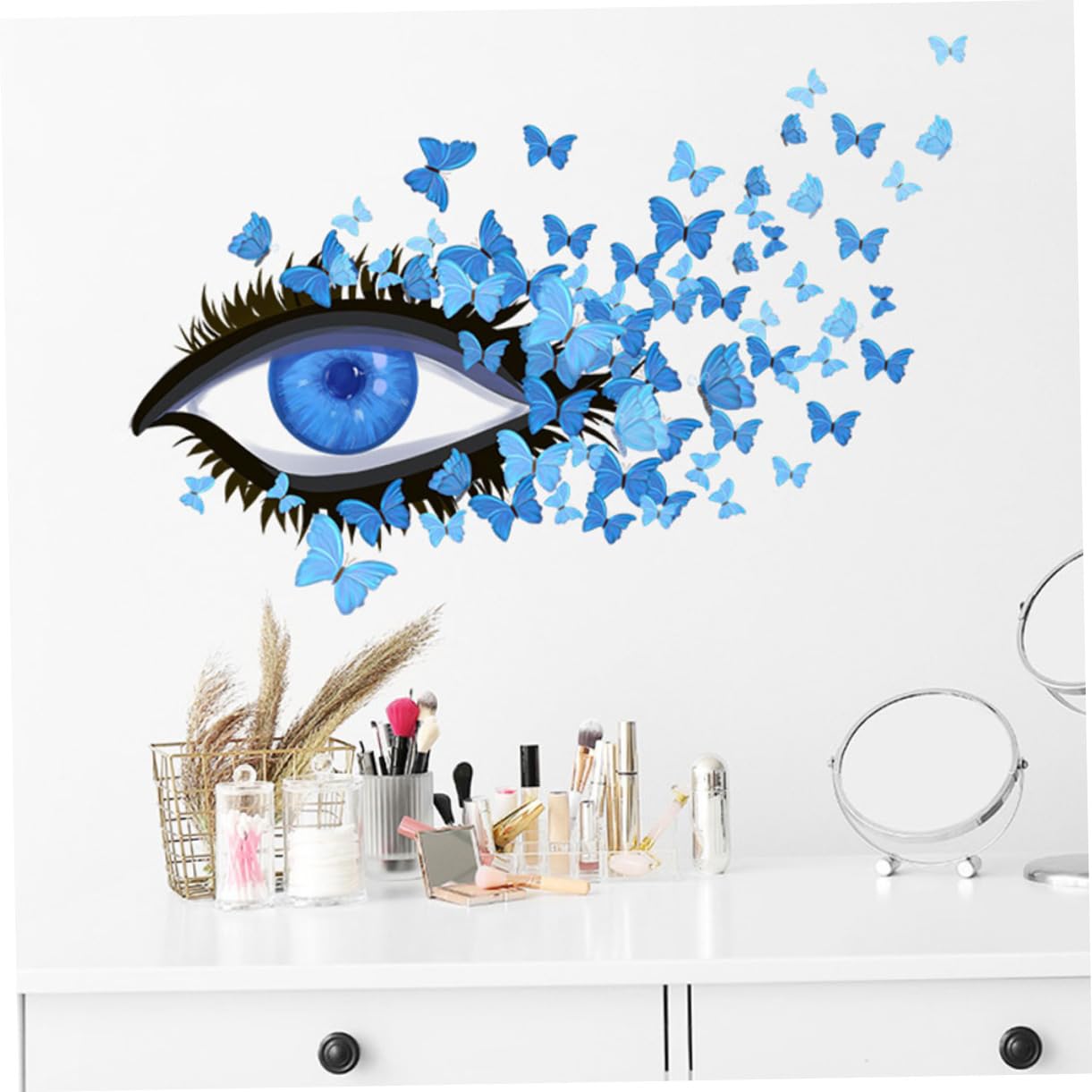 SHINEOFI 3 Set Adesivi Murali Adesivo Per Camera Autoadesivo Farfalla Decorazioni Arredamento Casa Adesivo Da Parete Per La Casa Decalcomania Della Parete Del Soggiorno Pvc Blu 2 Pezzi*3