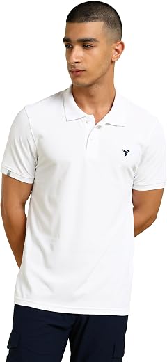 TECHNOSPORT Men Polyester Slim Fit Solid Half Sleeve Polo T-Shirt with Matpiq, Techno Dry and Anti-Microbial for Regular a...