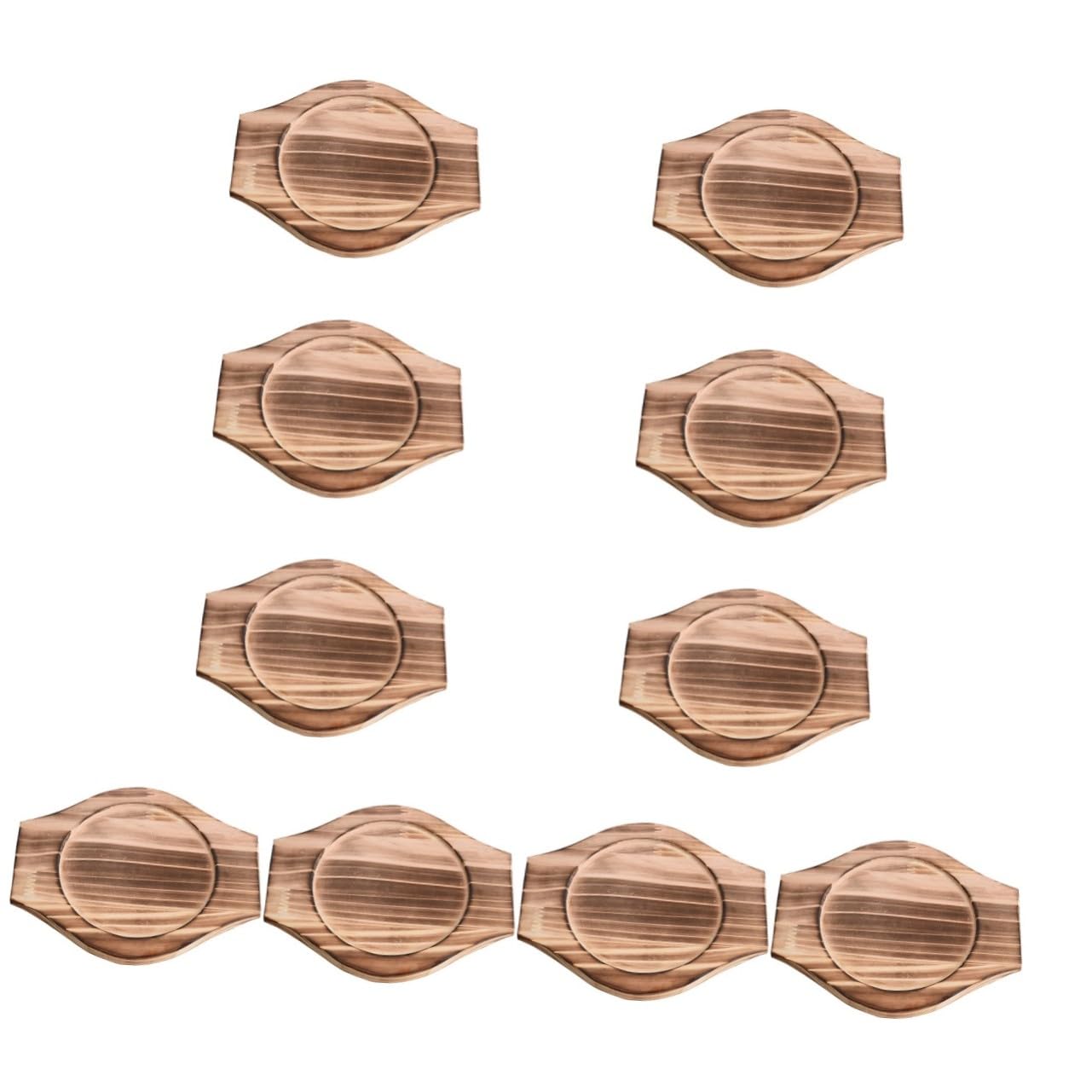 VICASKY 10 Stück Holz Casserole Matte Multifunktionaler Topfuntersetzer mit Rutschfester Stabiler Basis Vielseitig als Servierplatte für Speisen Obst und Snacks Langlebiges Küchenzubehör