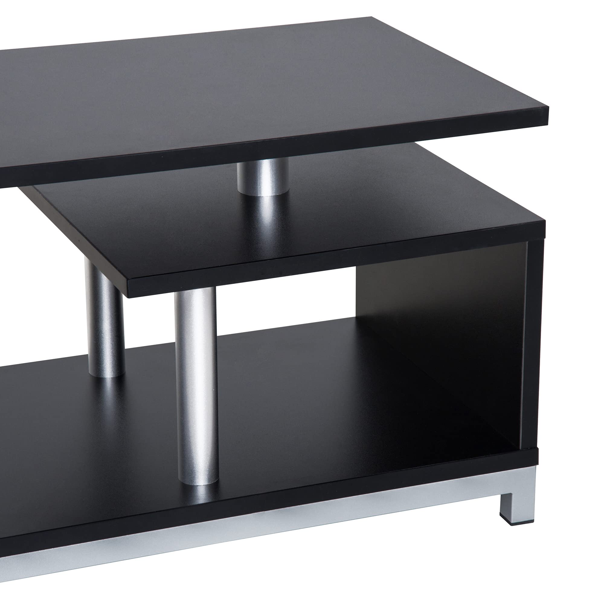 HOMCOM Mobile TV Moderno con Ripiano in Legno, Mobiletto Tavolino Basso da Salotto 114x40x40.5cm, Nero