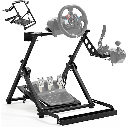 Gazzyt X-frame Racing Wheel Stand New Upgrade Fit for Logitech/Thrustmaster/Fanatec G25,G27,G29,G920,G923&T128X,T248,T300,T458 Race Car Seat Adjustable Steering Wheel Frame without Pedal Shifter
