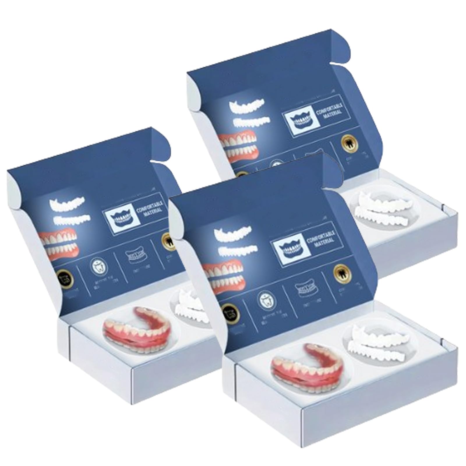 Premium Custom Silicone Denture Set, Silicone Restyle Prothese Set, Silicone Reline Denture Set, Denture Silicone Reline Kit, for Men and Women (3pcs)