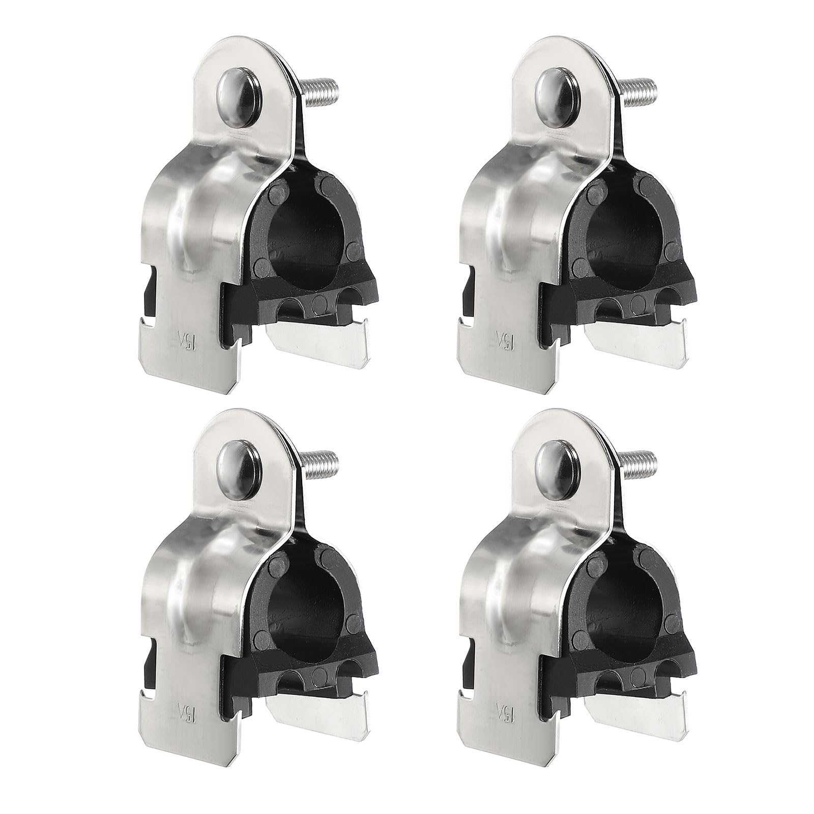 sourcing map 4pcs Rubber Cushion Strut Clamp 3/4" Universal 304 Stainless Steel Strut Clamps with Bolt and Nut for Copper PEX Pipe CVPC Tubing, Silver Black โ image 1