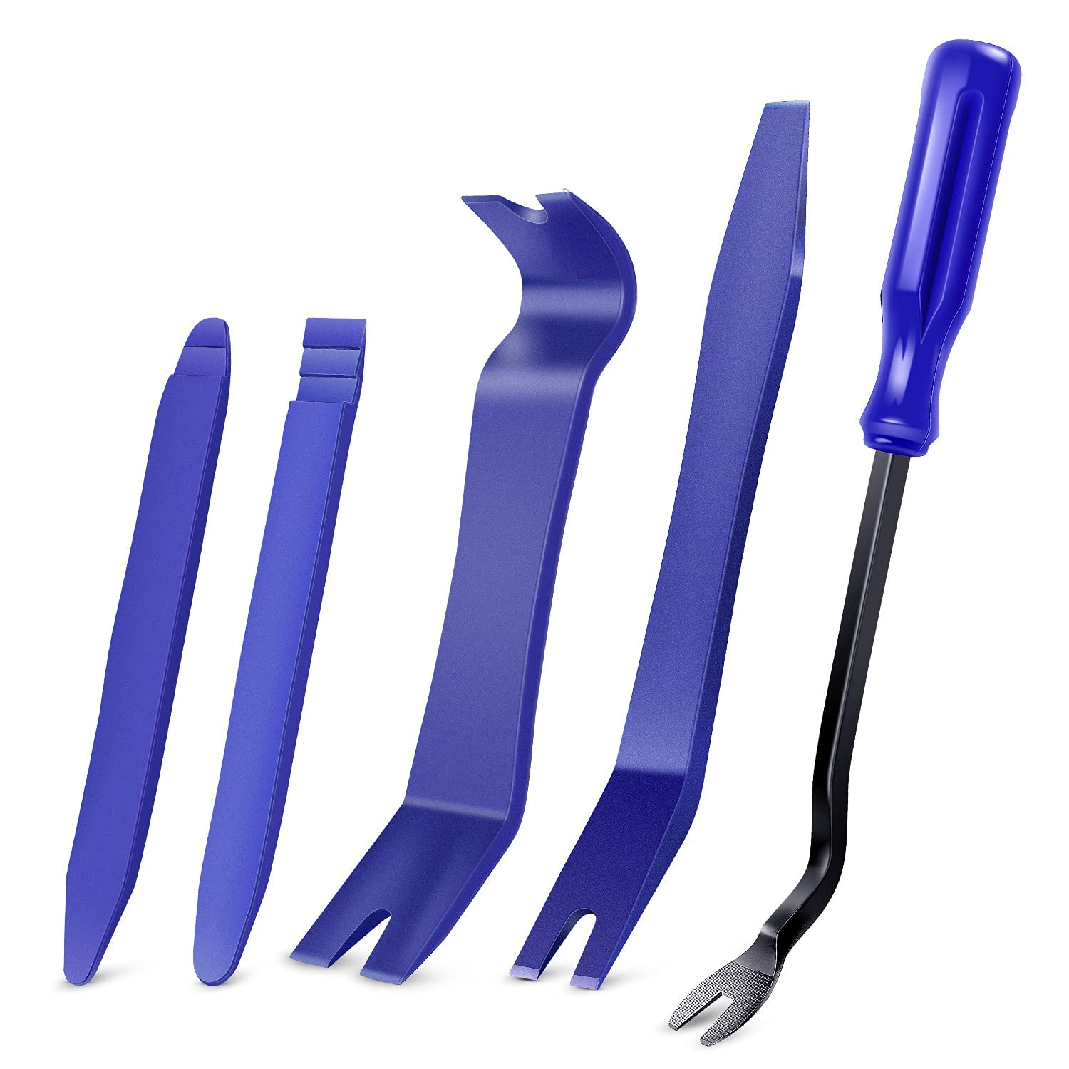 MAKINGTEC 5PCS Pry Off Removal Tool Car Blue Set, Fastener Removal Tool Car Tool - Easy to Remove Car Stereo, Door Panel, Fastener, Mold, Dashboard