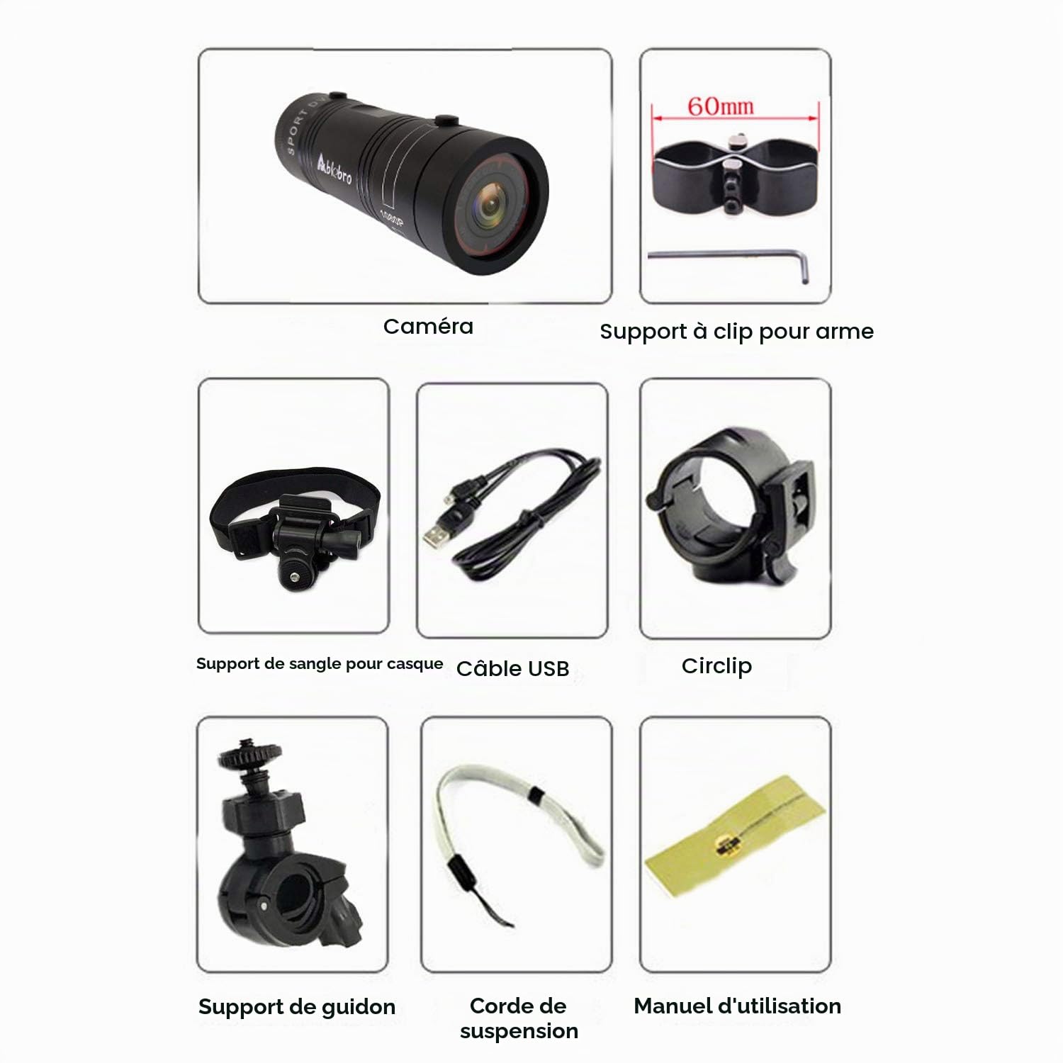 Camera Shotgun 1080P HD Enregistrement pour Tir/Pêche/Pigeons d'argile/Chasse à l'arc Casque Cam Novatek Sport Camera
