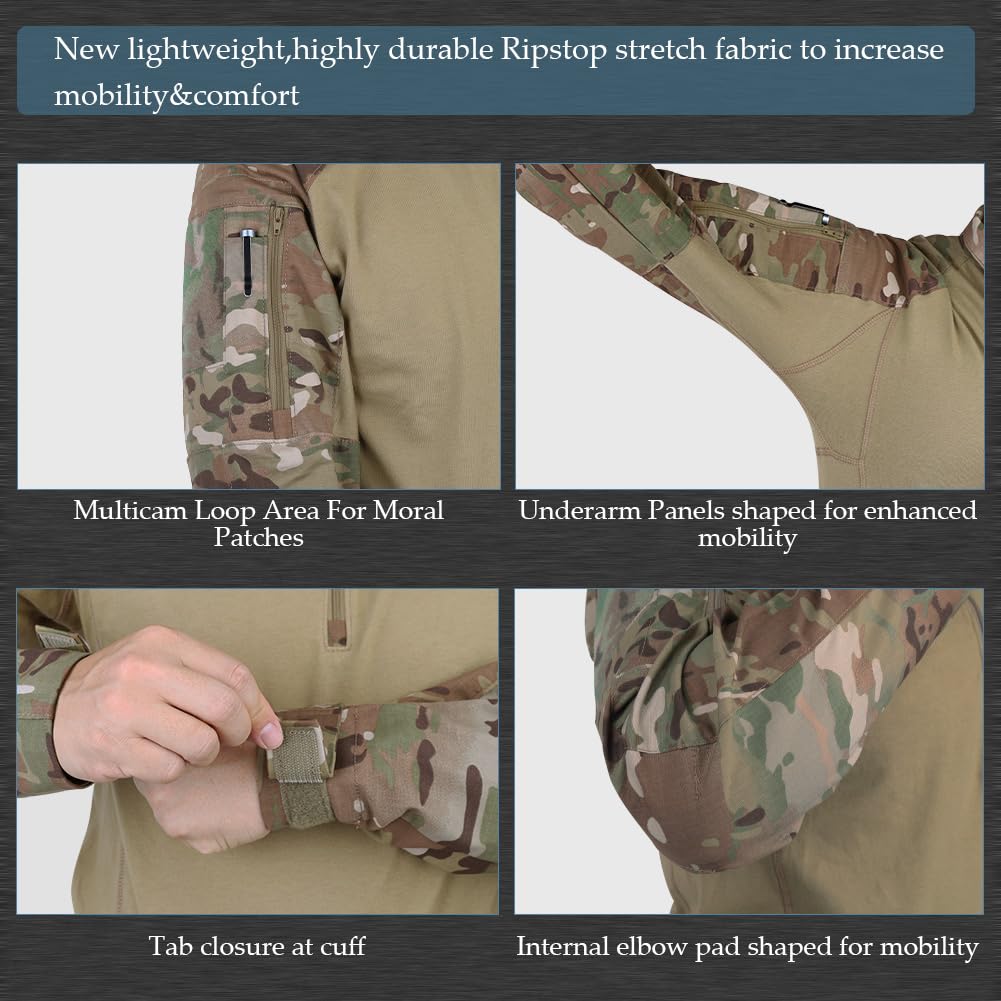 Tactical G4 Camisas de combate para hombre con coderas