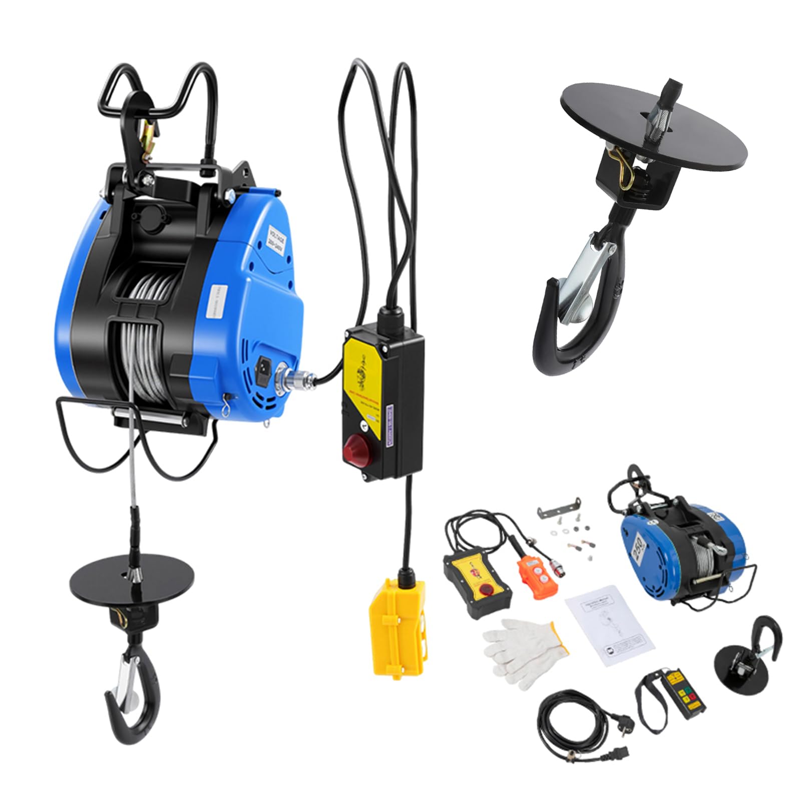 Paranco elettrico 1500 W, verricello elettrico, 30 m, 250 kg, per diversi dispositivi di sollevamento