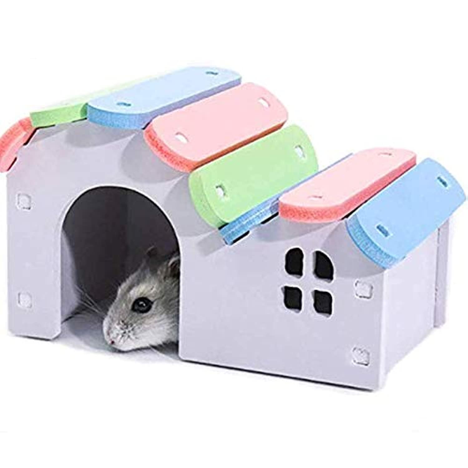 Pet Small Animal Hideout Hamster House Deluxe Two Layers Wooden Hut Play Toys Chews