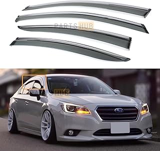 Fits for 2015-2019 Subaru Legacy 4 Door Sedan JDM Chrome Trim Smoke Tinted Window Visors Rain Guards Deflectors