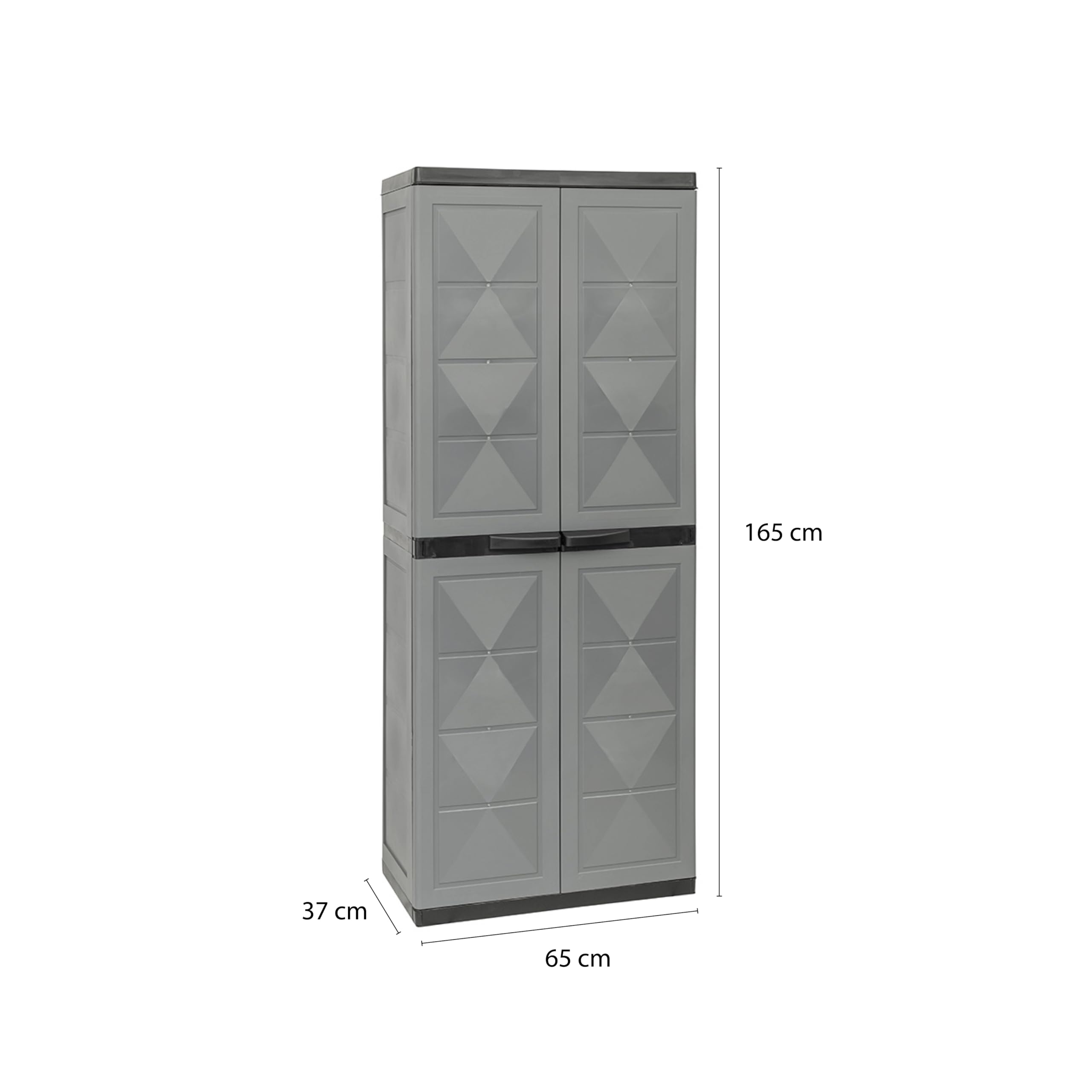Armadio Basic Line con 3 Ripiani 1 Porta in Polipropilene Grigio 65x37x165h cm per Interno ed Esterno