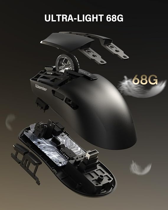 G59 Wireless Gaming Mouse, PAW3950 Sensor, 30,000 DPI, 8000Hz Polling Rate, Programmable Buttons, RGB 68g Tri-Mode Lightweight Esports Mouse for PC/Laptop/Mac