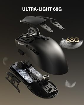 G59 Wireless Gaming Mouse, PAW3950 Sensor, 30,000 DPI, 8000Hz Polling Rate, Programmable Buttons, RGB 68g Tri-Mode Lightweight Esports Mouse for PC/Laptop/Mac