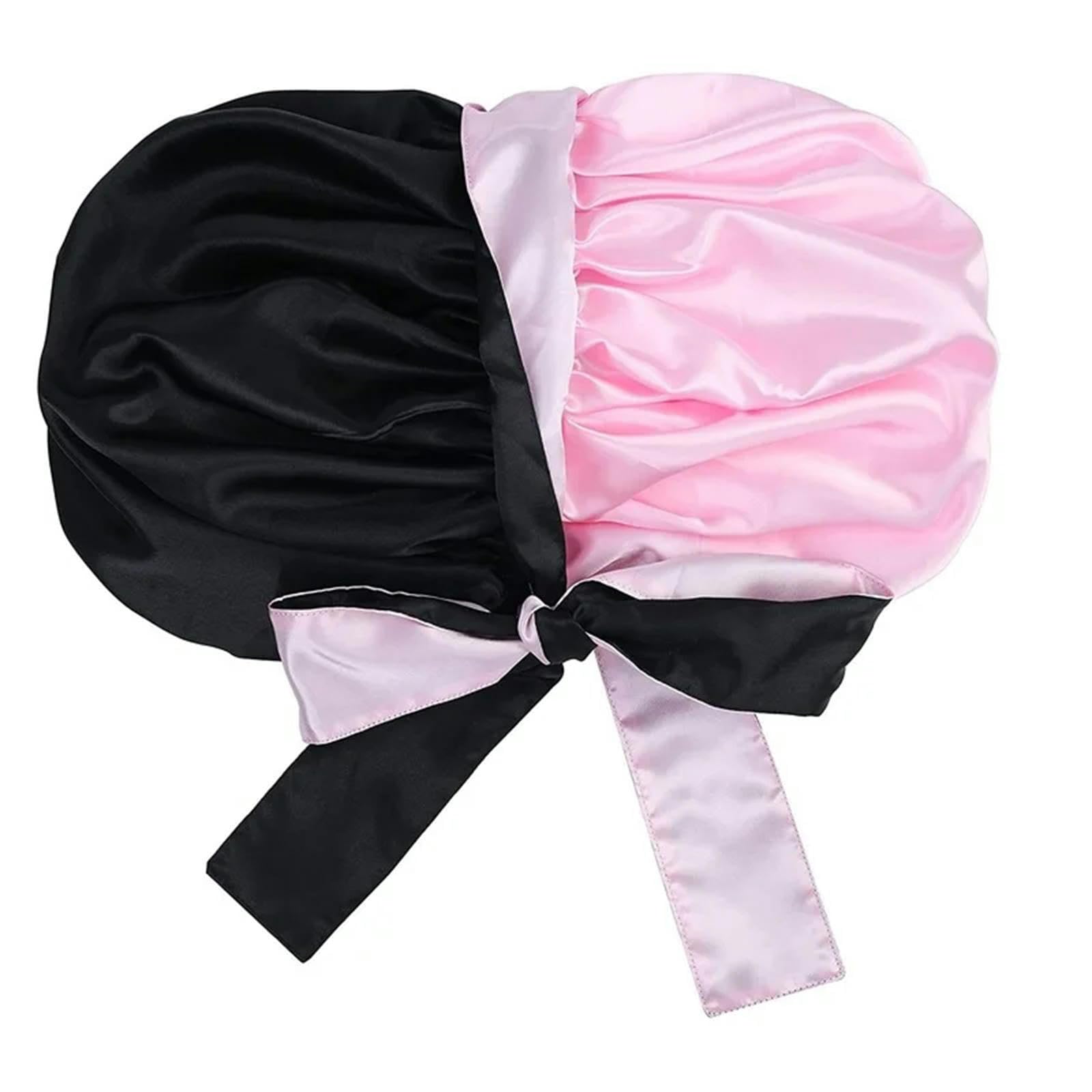 Cuffia Capelli Ricci Notte Cofano Satinato Regolabile A Doppio Strato Reversibile Notturno per Sonno per Dormire Tappo Cofano per Donne-Cachi