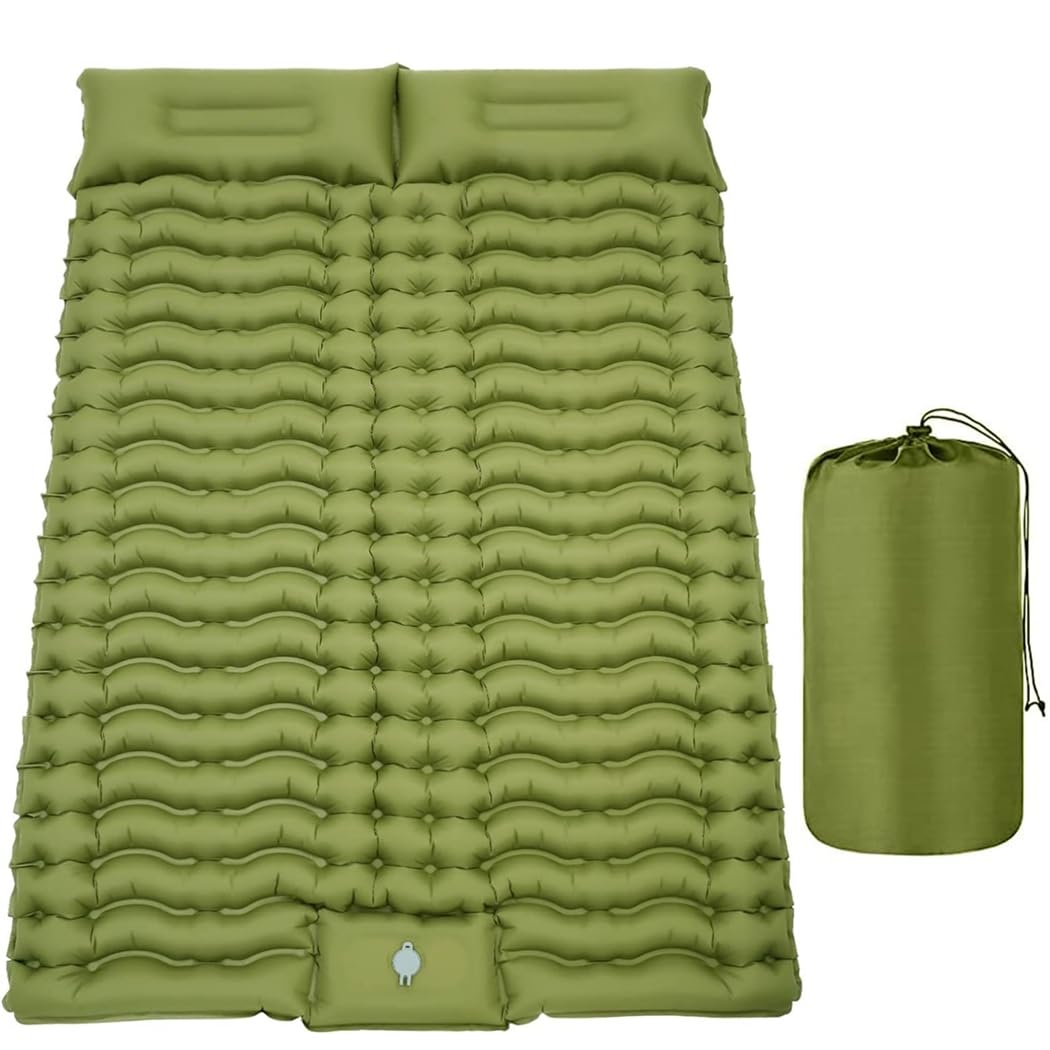 Chewtoyo Inflatable Sleeping Pad with Adjustable Pillow for Camping, 78.7 X 55 X 3.9 Inches Double Sleeping Pad, Foot Pump Self-Inflating for Backpacking, Climbing, Hiking, Traveling