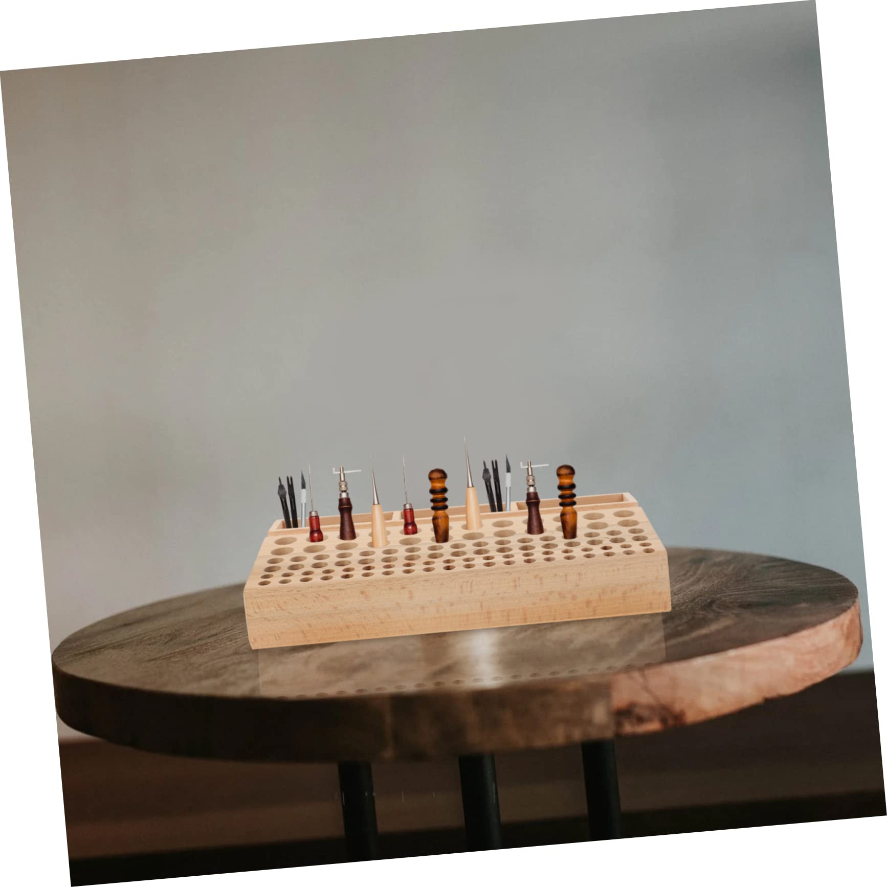 PLAFOPE Madera Organizador de Herramientas de Cuero Marrón para Artesanía