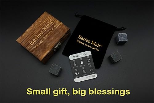 Miniatura 3 de Juego de 9 piedras de whisky en caja de regalo de madera grabada, para papáwhiskybebedor de bourbon, regalo de cumpleaños para hombresmujeres,