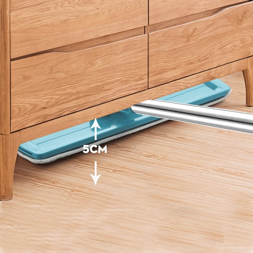 fregona Mop Squeeze Plana y Cubo escurridor de la fregona Plana Conjunto mopa de Microfibra Pad seco y húmedo de Madera compuesta Ceramic Tile mop (Color : DR-BHW23)