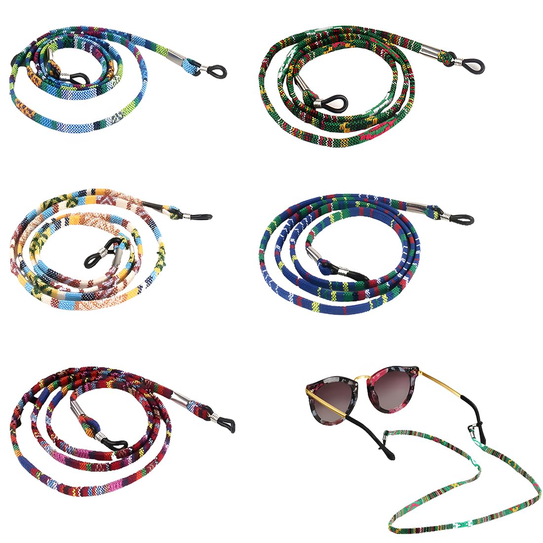 SSRDFU SSRDFU Cordones para Gafas - 5 Piezas Correa Gafas,Cordón de Gafas Antideslizante, Gafas Deportivas Correa,Cordón para Gafas de Sol, Soporte para Gafas Deportivas para Hombre y Mujer