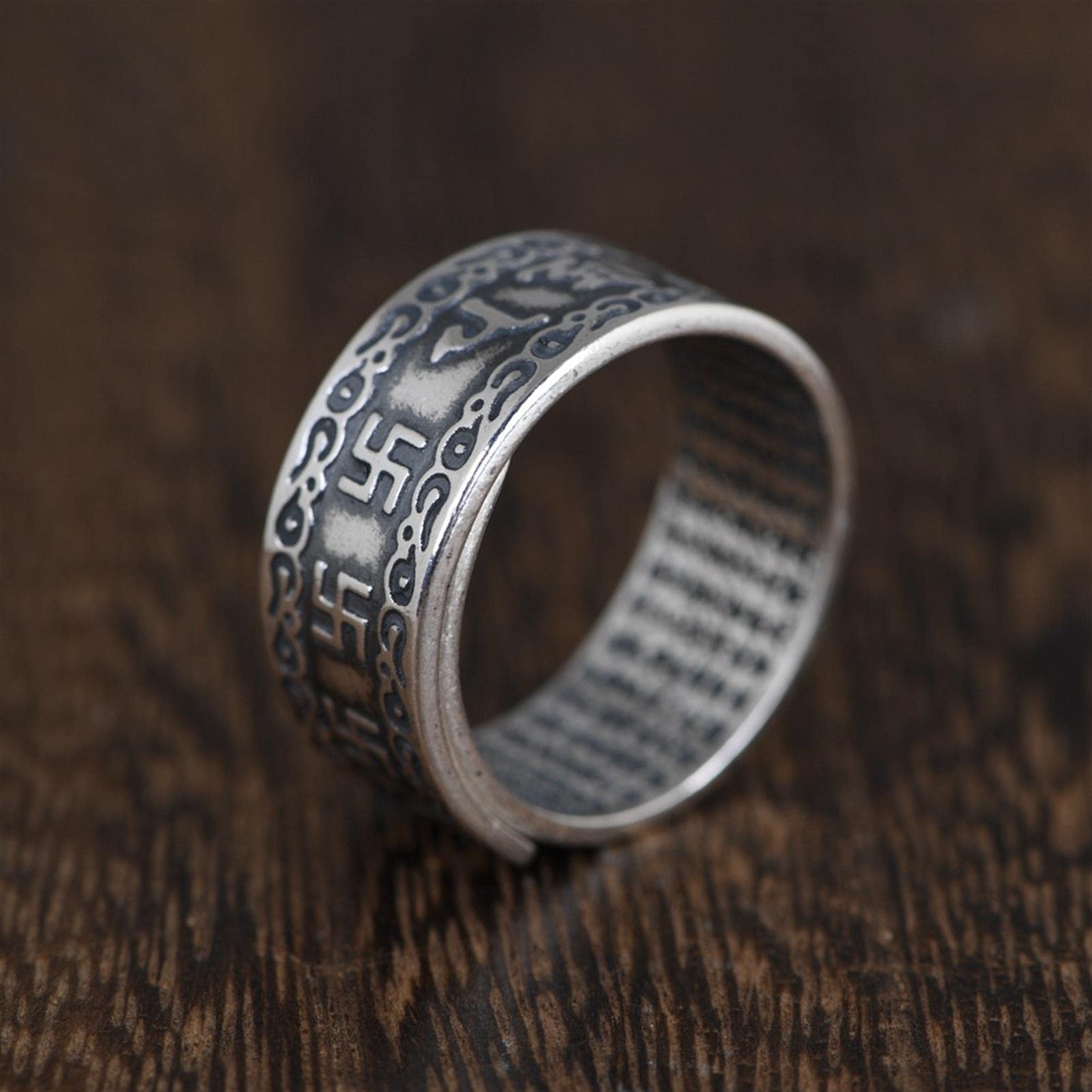 2pcs Feng Shui Ring S990 Stering Silber Pixiu Mantra Ring Schutz Reichtum Einstellbare Ringe Geschenk für Männer Frauen (mit Geschenkbox)