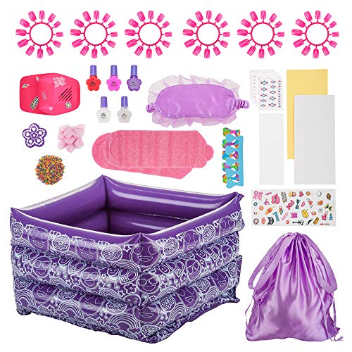 B Me My Spa Experience – Ultimate Kids Spa Kit W/Nail Polish Press On Nails, Nail Dryer, Stickers, Decals, Pedicure Pool, Bath Beads, Storage Bag & More Birthday Gift For Ages Girls 6-12 #TOP1