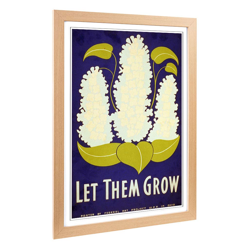 Big Box Art Framed Print of Vintage WPA Poster Let Them Grow Design | Wall Art Picture | Home Decor for Kitchen, Living Room, Bedroom, Hallway, Oak, A2 / 24.5x18 Inch / 62x45cm