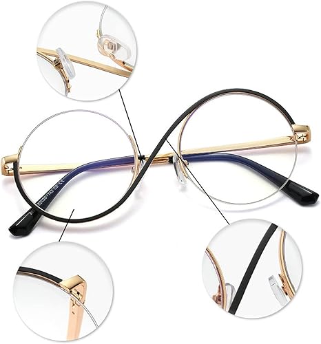 Miniatura 4 de Gafas de bloqueo de luz azul redondas únicas para mujeres y hombres, gafas retro con marco de metal para computadora, antifatiga ocular