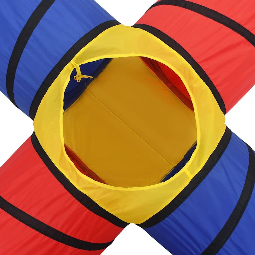 Spieltunnel Mehrfarbig aus strapazierfähigem Polyester mit 4 Tunneln und 250 bunten Bällen für viel Spielspaß