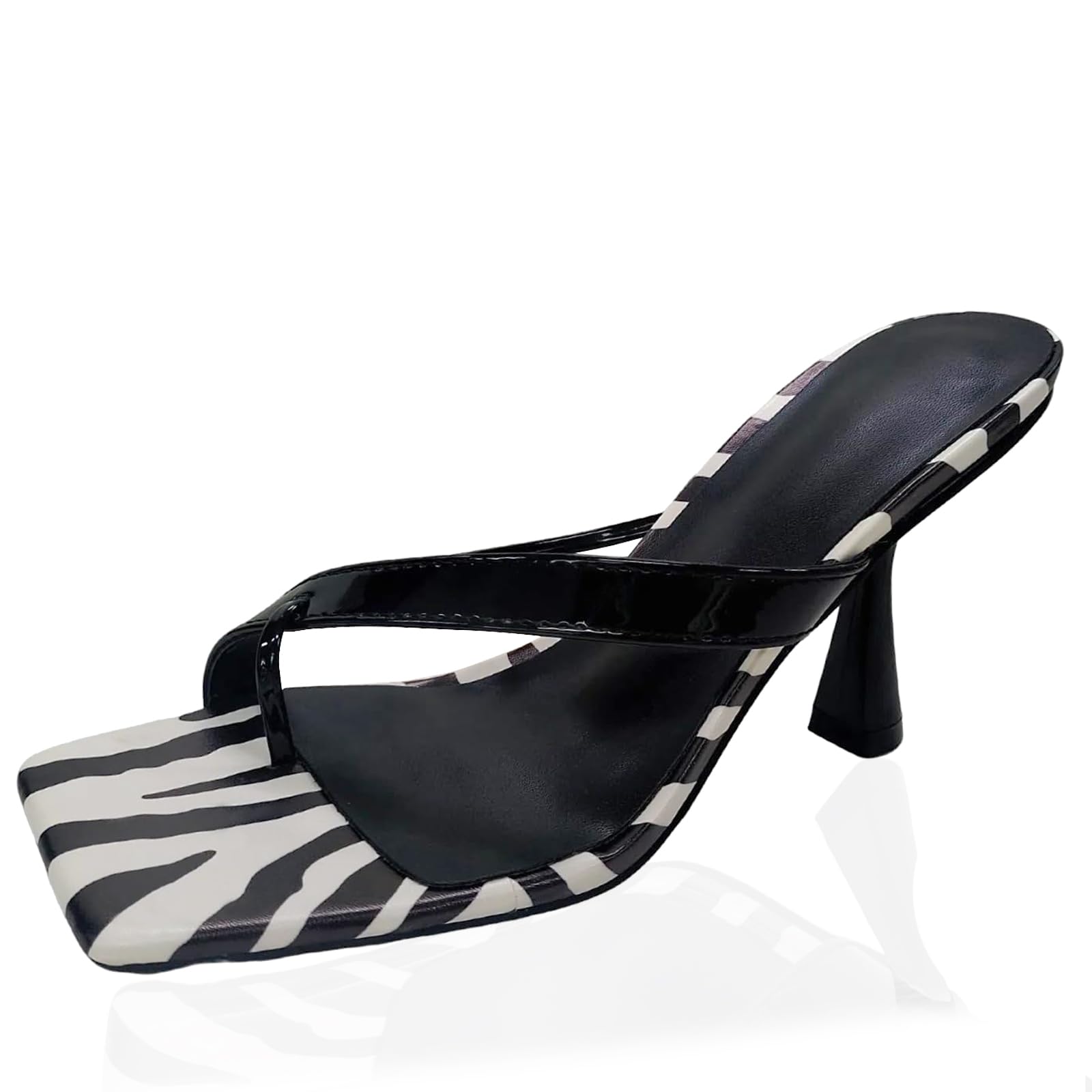 Lryweisy Women's Criss-Cross Thong Sandals 3.5Inch Square Open Toe High Heels Fashion Party Dress Heeled Sandals