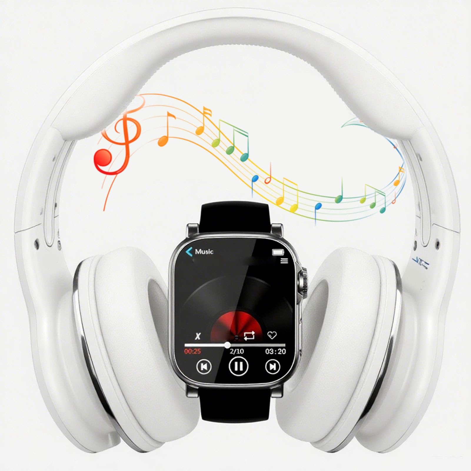 Cuifati Tragbarer MP3-Player 128 GB, 2,01-Zoll-Touchscreen-Bluetooth 5.4-Musikplayer mit Armband und Integriertem Lautsprecher, Tragbarer MP3-Player Zum Laufen, Training, Reisen (64G)