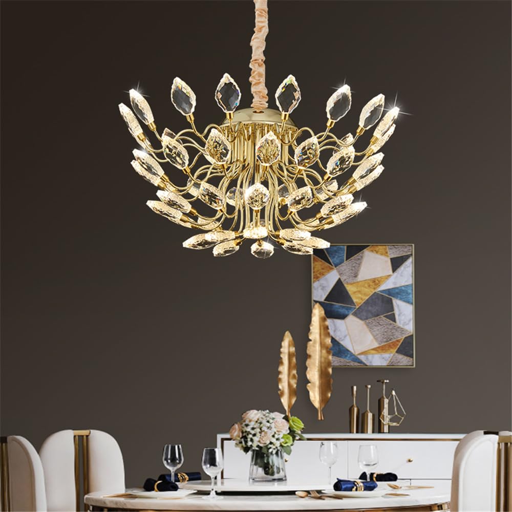 CSXSXAUO Modern Luxury Living Room Crystal Chandelier LED Fashion Creativity Restaurant Bedroom Villa Hotel Beauty Salon Duplex Staircase Pendent Lamp (C D60CM)