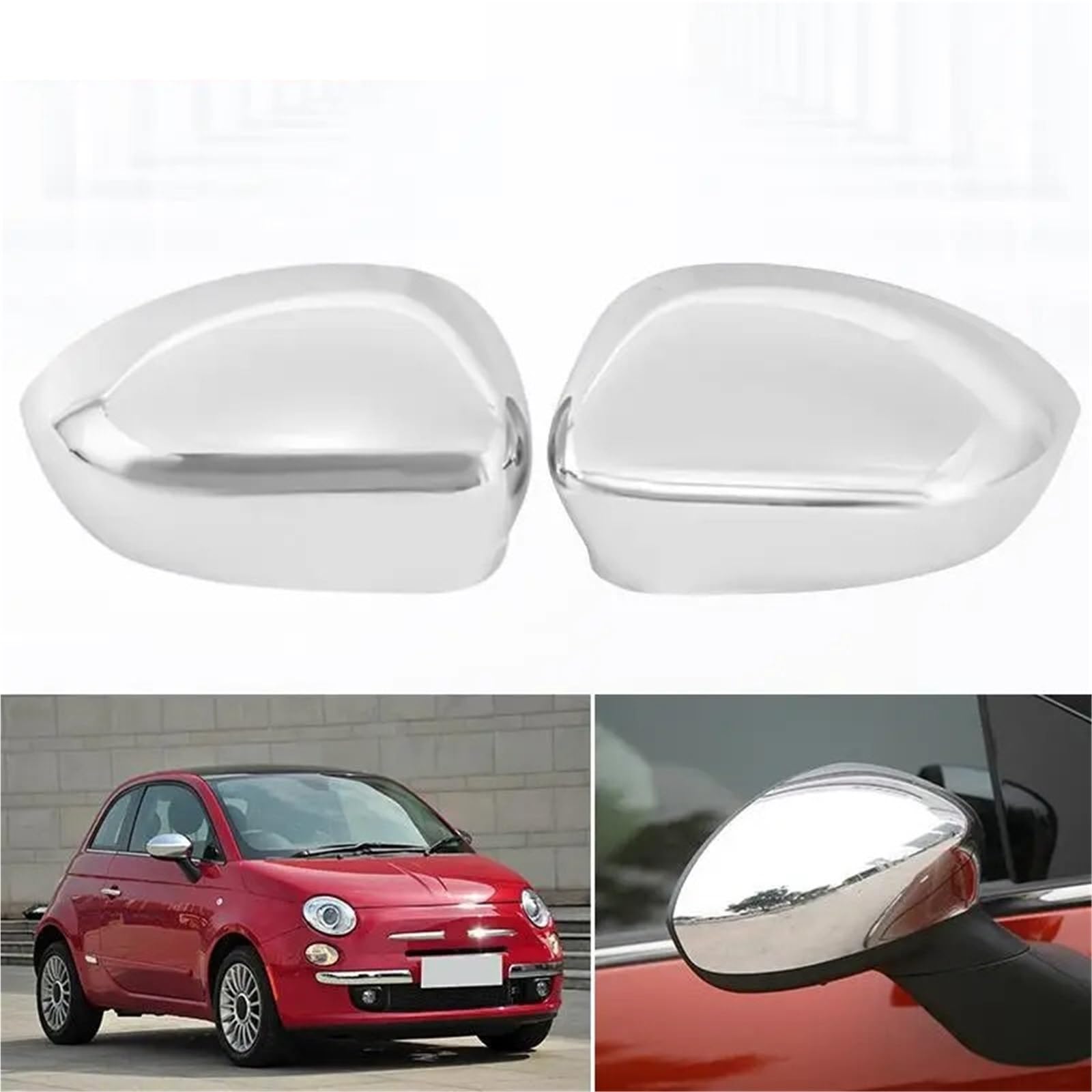 osłona lusterka bocznego Chromowana Osłona Lusterka Bocznego I, Pasująca Do Fiata 500 500C, GRANDE PUNTO 595, ABARTH 695, EVO 2007-2024(1X Chrome Left)