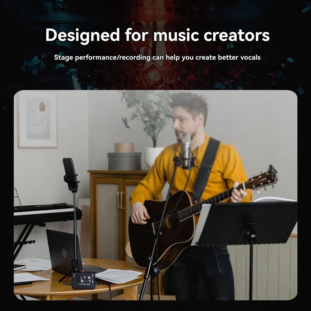 SD-1 Profesjonalny Aktywny DI Box Gitary Mono, Bezpośrednie Skrzynki Instrumentów Dźwiękowych do Studia i na Scenę.