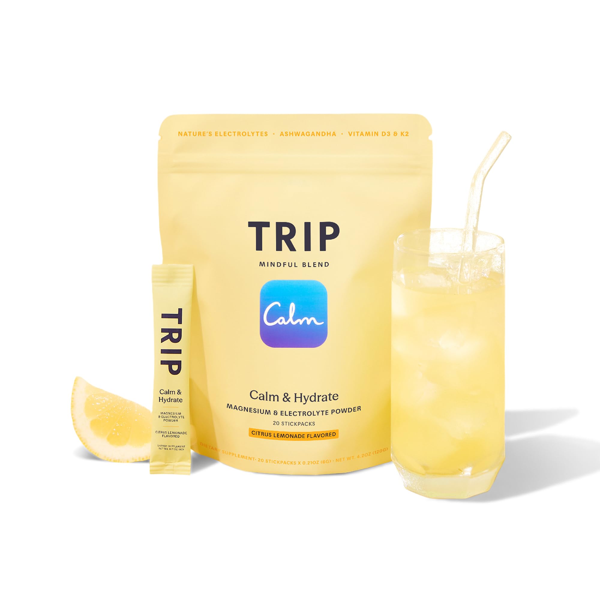 TRIP Calm Magnesium Glycinate Powder, Relaxation Drink Mix Pomegranate 30ct — Amazon image 12