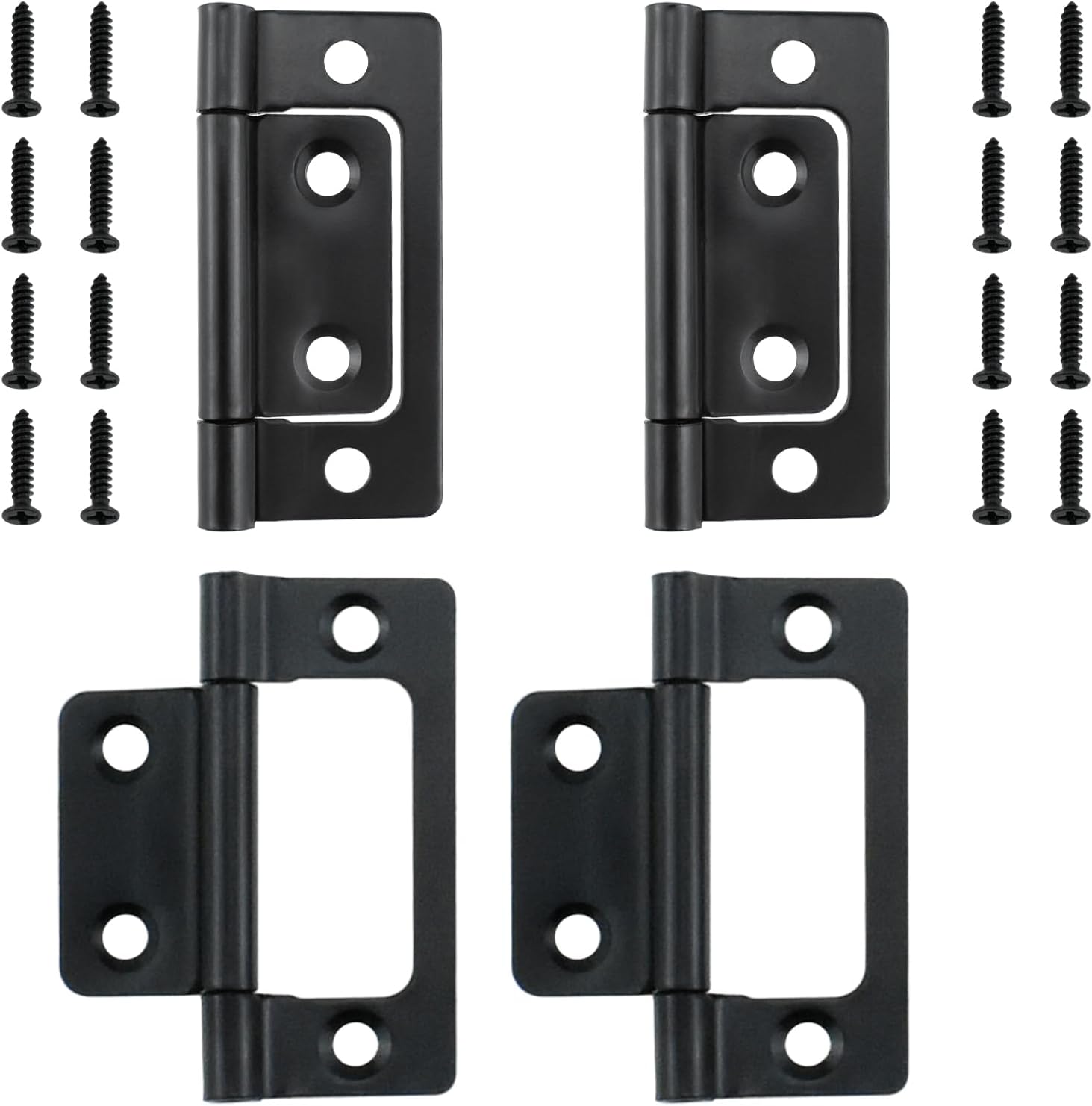 SDTC Tech 4-Pack Non-Mortise Door Hinges Bifold Butt Cabinet Hinges with Screws for Furniture Windows Cupboard etc. - 2 x 0.9 Inch, Black