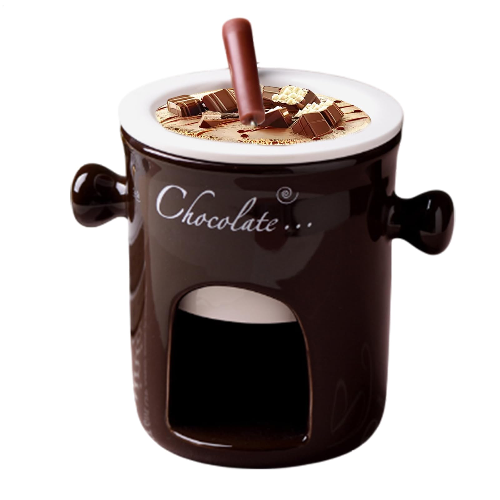 Fondue-Tasse aus Keramik, tragbarer Schokoladenwärmer, glasiertes Mini-Serviergefäß, elegantes Dessert-Dip-Accessoire, Mahlzeiten im Freien, lässige Anlässe, kreative Geschenkwahl, verbessert leckere