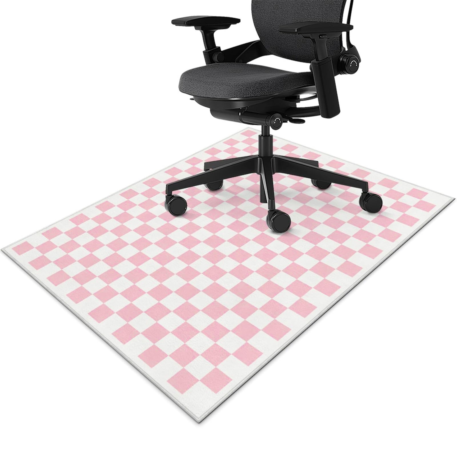Tapete para silla de oficina para suelo de madera dura, a cuadros, color rosa, 48 x 60 pulgadas, tapete antideslizante para sillas rodantes, alfombra debajo del escritorio para el hogar