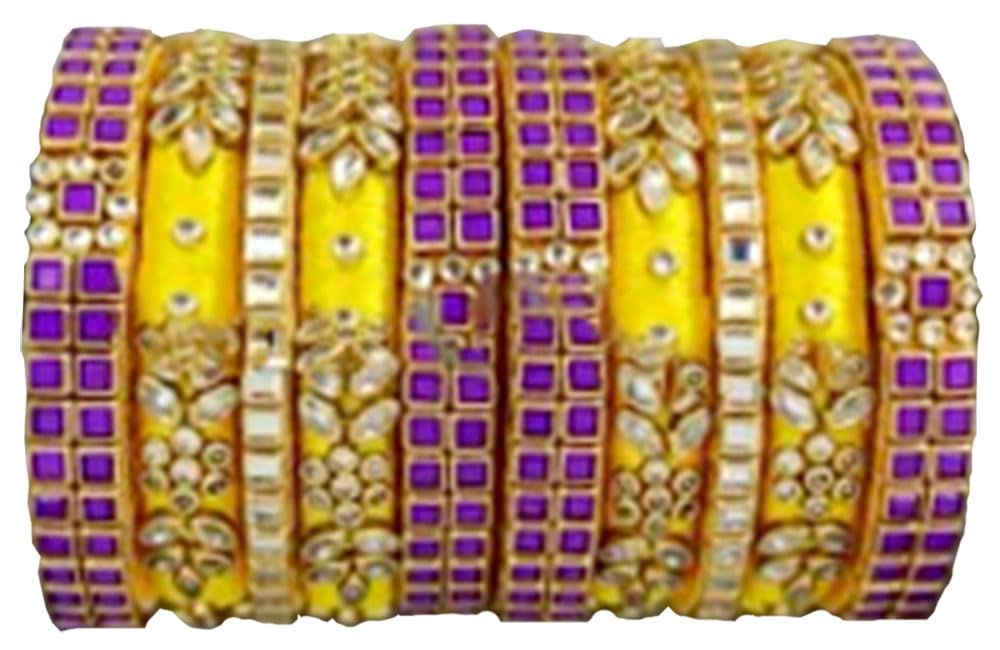 Neta Jewels Silk thread bangles kundan bangles Yellow And Purple colour for use set of 10 for women/girls (2-6) (B0CV42TLDR) Amazon Price History, Amazon Price Tracker