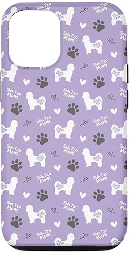 Funda para iPhone 15 Pro Shih Tzu Mom Floral Lavender para mujer