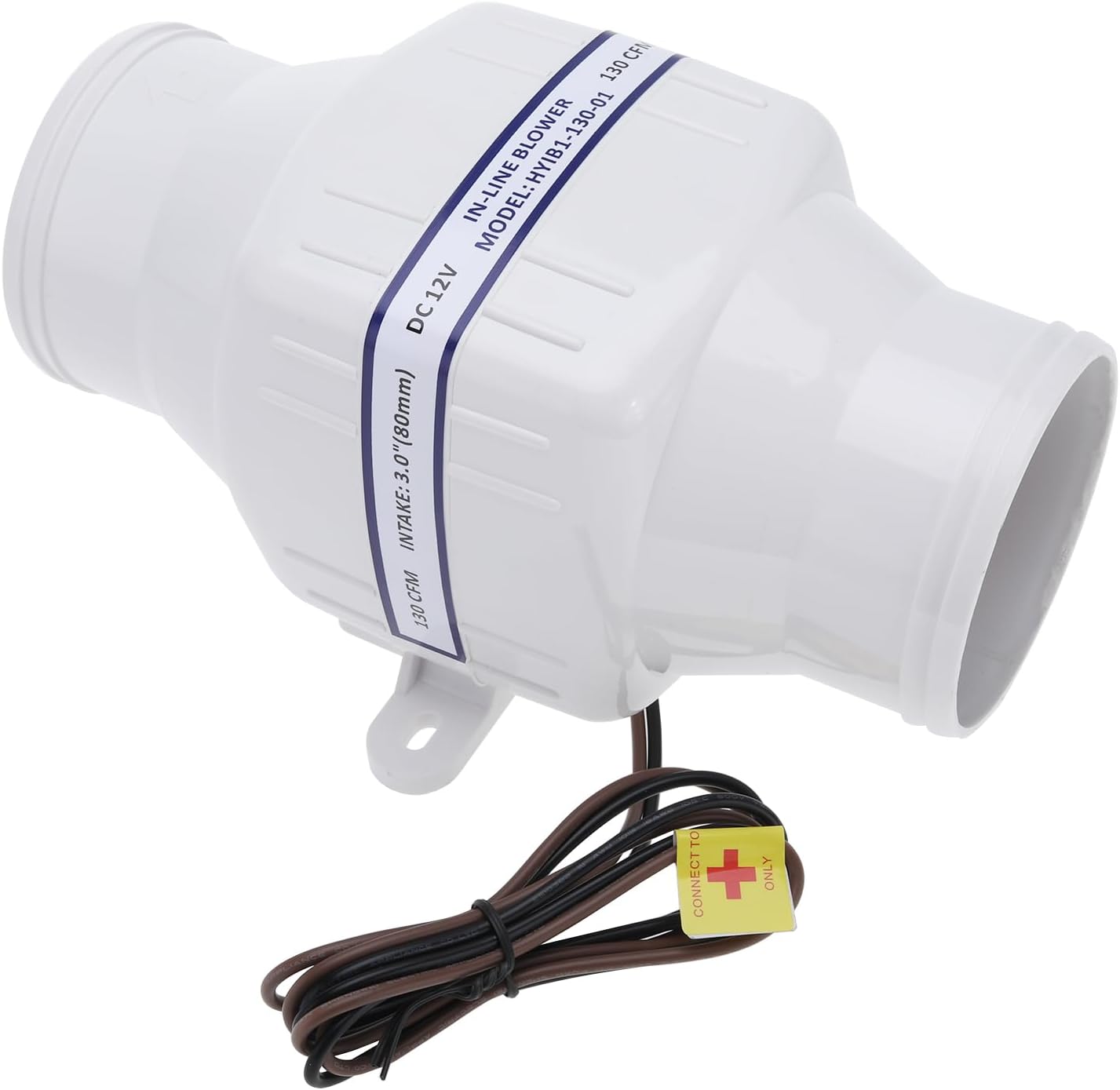NovelBee Electric 3" in-Line Marine Bilge Air Blower,DC 12V 130 CFM Boat in-Line Bilge Air Blower for Yacht Caravan