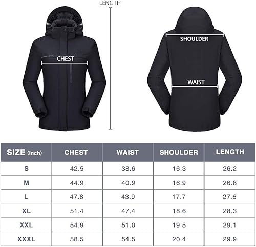 Miniatura 7 de CAMEL CROWN - Chamarra de esquí para mujer impermeable con capucha desmontable rompevientos forro polar parka para lluvia