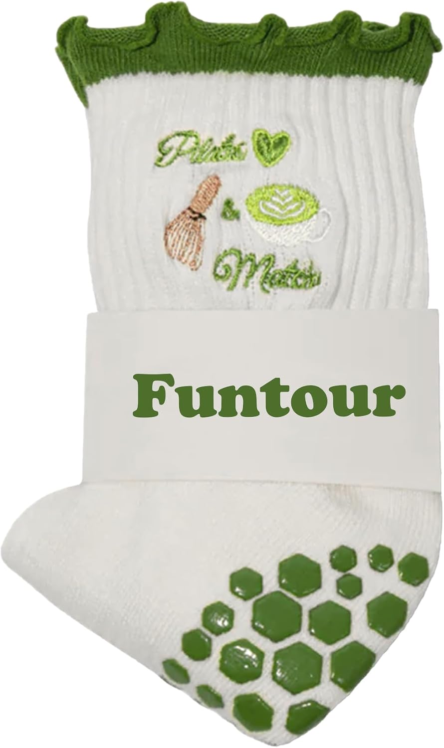 Pilates Grip Yoga Socks For Women Barre Socks Cute Athletic Non Slip Sock Crew For Workout Hospital