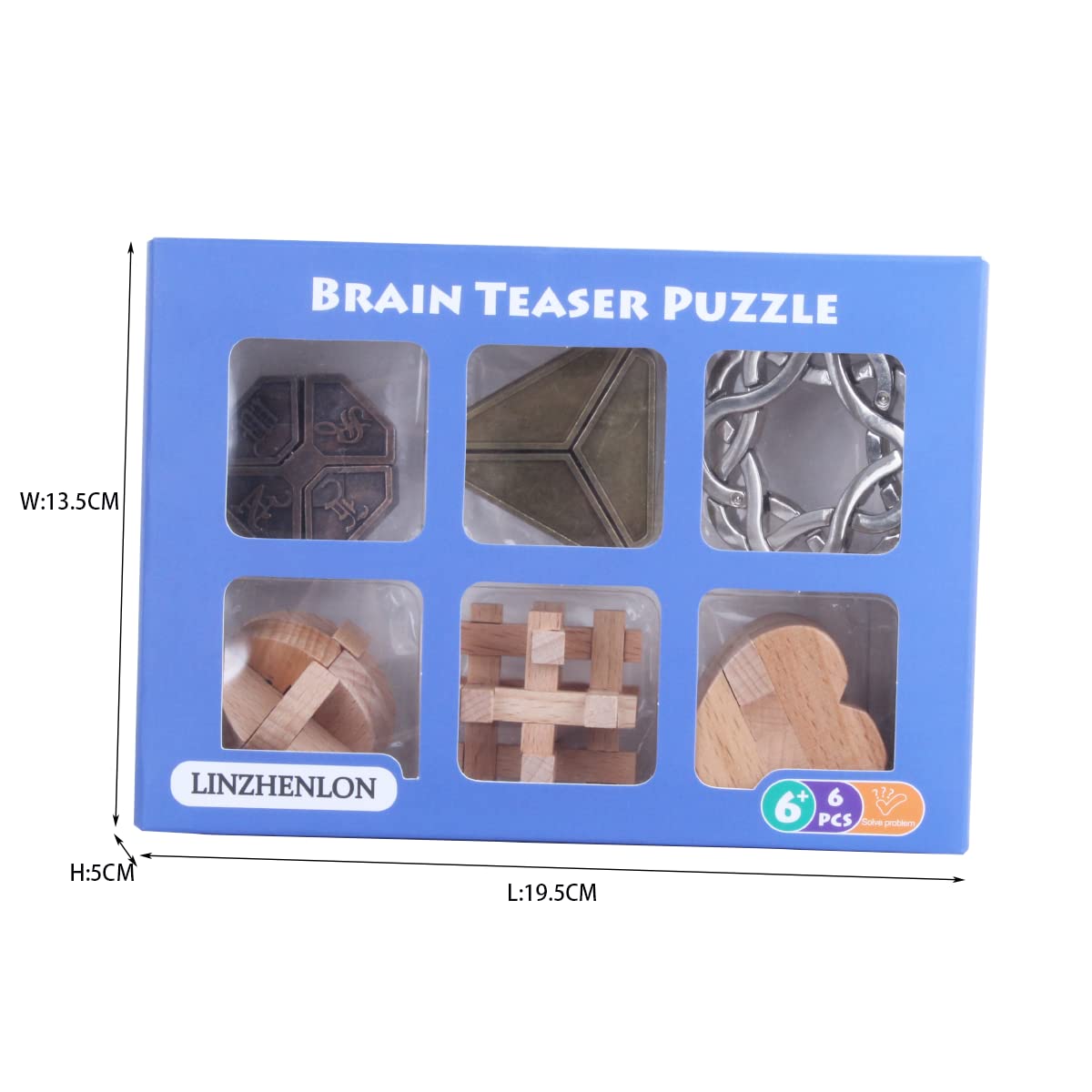 Puzzle educativo para adultos, rompecabezas de metal con cierre de agujero para adultos, rompecabezas de CI (6 unidades)