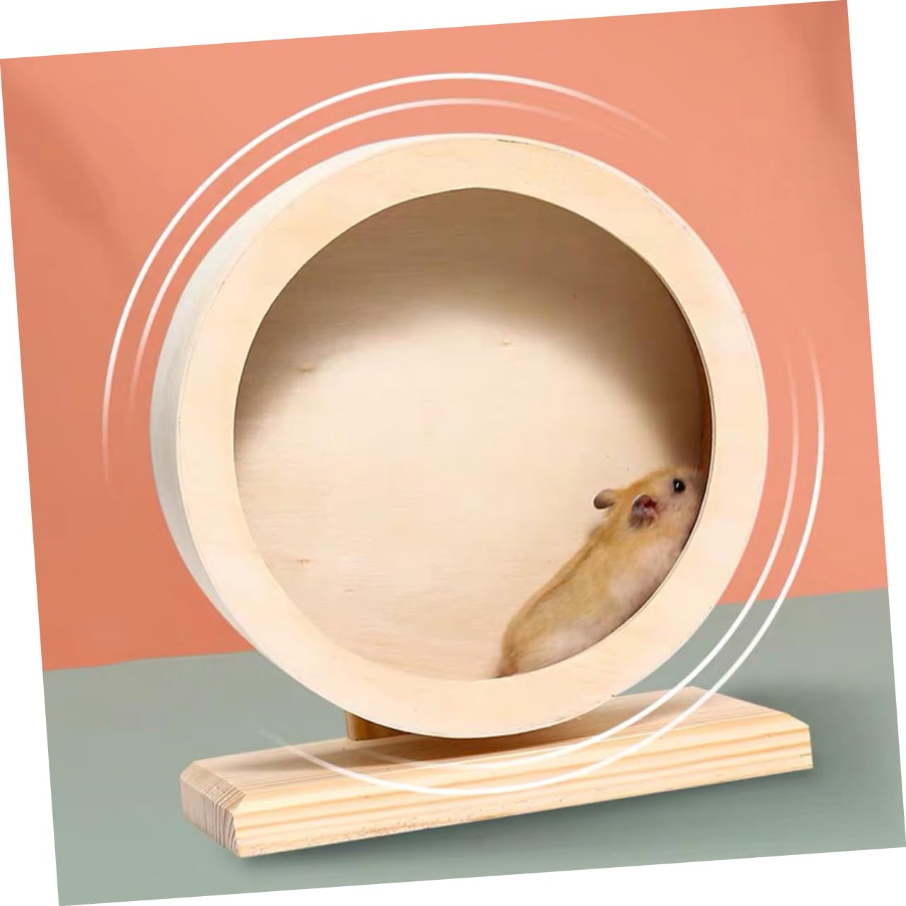 Geräuschloses Holz Hamsterrad für Kleine Haustiere, Beige