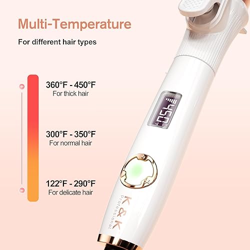 Miniatura 4 de K&K Estilizador de barril largo, rizador de 1 14 pulgadas con recorte, varita rizadora de pelo profesional con revestimiento de cerámica, calentador