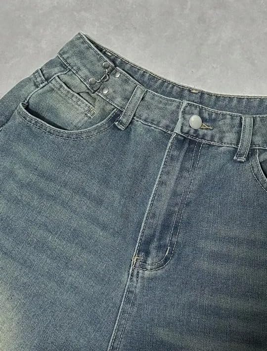 Image of KOTTY Women Trendy Wide Leg Jeans High Waist Baggy Fit Denim Streetwear Jeans
